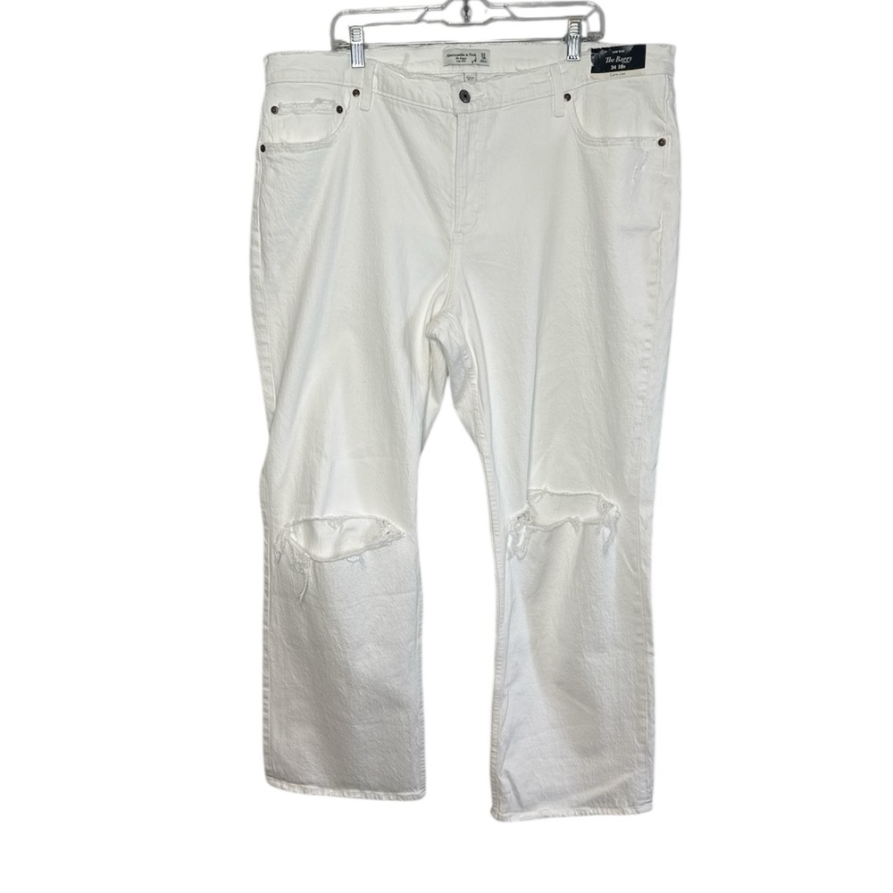 Abercrombie & Fitch Women's White Curve Love The Baggy Low Rise Jeans Sz 18 NWT